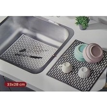 Mey İthalat Seahome Dikdörtgen Silikon Lavabo Buzluk Matı 33X28 cm Antrasit Renk 1 Adet ISGLVB112