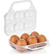 Mey İthalat Saplı 6'lı Yumurta Taşıma Kutusu, Plastik Buzdolabı Için Yumurtalık Pikniklik Pratik Yumurta Taşıma Kabı (Şeffaf, 1 Adet)