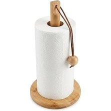 Mey İthalat Deconox Doğal Bambu Bohem Top Tutacaklı Kağıt Havluluk - Dekoratif Ahşap Stand (30X14 Cm, Kahve ve Bambu Renk Seçenekli, 1 Adet) (Doğal)