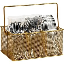 Mey İthalat Mind Reader Gereçler Tutucu, Gümüş Eşya Düzenleyici, Caddesi, Çatal Bıçak Tutacağı, Mutfak, Metal Örgü, 10 "u x 7" G x 4.75" Y, Altın