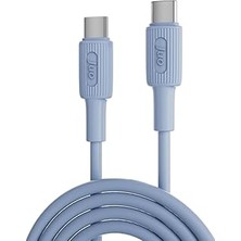 Mey İthalat Juo 60W USB Type-C To Type-C Silikon Hızlı Şarj ve Data Kablosu Mavi 1 Metre