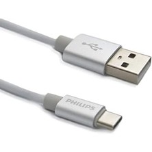 Mey İthalat Philips DLC2528M 1.2 Metre Elastik Type-C Kablo, Gri