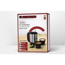 Mey İthalat Aksu Emka Home 24V 800ML Araç Kettle Su Isıtıcı Çakmaklık Girişli Paslanmaz Çelik Gösterge Işıklı