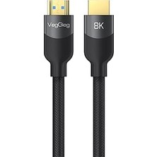 Mey İthalat Veggieg Premium 8k 60Hz 4K 120Hz Hdcp Arc Hdr Örgülü HDMI 2.1 Kablo 1.5 Metre