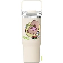 Mey İthalat Dıller Tumbler 950 ml Tek Kapak Çift Kullanım Pipetli/pipetsiz Taşıma Kulplu Çelik TERMOS-FFDILLERD9358