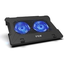 Mey İthalat Inca INC-321RX Ergonomik Çift Fan Stand With Rubber Sessiz Notebook Soğutucu, Siyah Fan Hızı 1000 Rpm Birinci Sınıf Malzeme ve Benzersiz Bir Mekanizma Maksimum Hava Akımı 70 Cfm 23 Dba