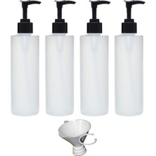 Mey İthalat Earth's Essentials Dört Paket Doldurulabilir 8 Oz. Huni Üzerinde Patentli Vidalı Hdpe Plastik Pompa Şişeleri - Losyon, Şampuan ve Masaj Yağları Dağıtmak Için Harika.