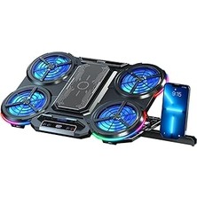 Mey İthalat Frisby FNC-5270ST Ekstra Soğutucu Panelli Rgb Işıklı LCD Kontrol Paneli 5 Fanlı Notebook Soğutucu Stand 17"