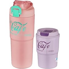 Mey İthalat Vagonlife 2'li Çelik Termos-Kahve Bardağı Seti 750ML Çift Kullanım TERMOS//450ML Mug Kahve Bardağı