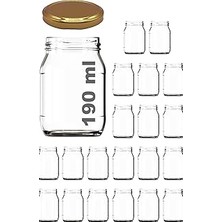Mey İthalat 190 ml Metal Kapaklı Konserve Kavanozu 190 cc Şeffaf Bebek Mama Kavanoz 20 Adet (Altın/gold)