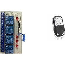 Mey İthalat Sanec 4 Kanal 433 Mhz Kablosuz Rf Alıcılı Röle Kartı Kutulu + 1 Adet 433MHZ Rf Uzaktan Kumanda Elcik 4 Kanal Röle Kumandası