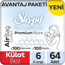 Mey İthalat Sleepy Bio Natural Premium Plus Airbag Comfort Avantaj Paketi Külot Bez 6 Numara Xlarge 64 Adet