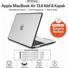 Mey İthalat Mcstorey MacBook Air 13.6 Inç M2 M3 M4 M5 Uyumlu Darbe Korumalı Sert Kılıf | Rugged Koruma Hard Case – A2681 A3113 A3240 A3449 Güçlendirilmiş Köşe Koruma Şeffaf