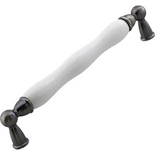 Mey İthalat Domaniç Porselen Antik Nikel Kulp 160 mm Mobilya Çekmece Mutfak Dolabı Dolap Kapak Kulplar Kulb Kulp