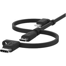 Mey İthalat Belkin Evrensel Kablo (3'ü 1 Arada Usb-C, Lightning, Micro-Usb Şarj Kablosu) Akıllı Telefonları, Tabletleri, Güç Bankalarını ve Daha Fazlasını Şarj Edin (3,3 Ft/1 M)