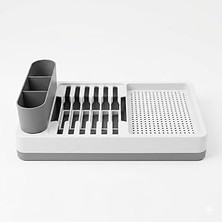 Mey İthalat Tezgah Üstü Bulaşık Kurutmalık, Çok Bölmeli Tabak ve Bardak Düzenleyici, Kaşıklıklı Mutfak Organizer 42 cm