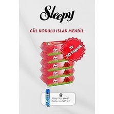 Mey İthalat Sleepy 250 Adet Gül Kokulu Islak Havlu, Toz Kovar Hediyeli