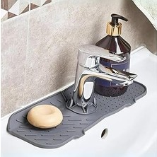 Mey İthalat Purish | Esnek Silikon Musluk Arkası Su Tutucu ve Lavabo Matı – Mutfak ve Banyo Kullanımı Için Drenajlı Musluk Pedi, Süngerlik ve Tezgah Koruyucu