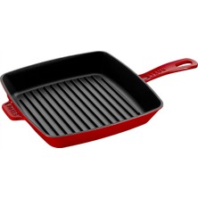 Mey İthalat Staub 40501-110-0 American Izgara Tavası, Dökümü Demir, Indüksiyonlu Ocaklara Uygun, 26 Cm, Kiraz Kırmızısı