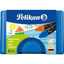Mey İthalat Pelikan 722959 – Wachsmaler Yuvarlak 666/8 Wasservermalbar, Suda Çözülür, Mavi Plastik Kılıf
