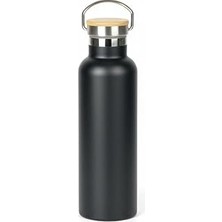 Mey İthalat Deconox Bambu Kapaklı Siyah Çelik Termos Matara - 750 ml Sızdırmaz Kilitli Mug - Doğal Ahşap Detaylı Sıcak ve Soğuk Tutan Ofis Termosu