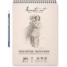Mey İthalat A4 Eskiz Defteri, Ince Grenli, Kolay Silinebilir Ph Nötr Kağıt, Spiralli Sketch Book, 90 G/m², 40 Yaprak, Çizim ve Karakalem Için