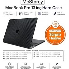 Mey İthalat Mcstorey MacBook Pro 13 Karbon Fiber Desenli Kılıf A1706 A1708 A1989 A2159 A2251 A2289 A2338 M1 M2 Uyumlu Ince Hafif Sert Kılıf Koruyucu Kapak Siyah