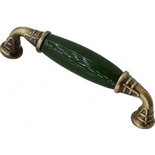Mey İthalat Verdion Yeşil Porselen Krom Kulp 96 mm 9.6 cm Mobilya Çekmece Dolabı Dolap Kapak Kulplar Kulb Kulpu