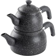 Mey İthalat Tantitoni Orta Boy Gri Granit Çaydanlık Takımı 980/1700ML (Elvin Home Concept)