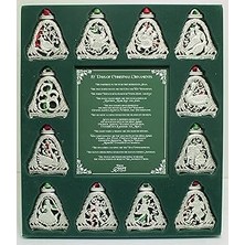 Mey İthalat 12 Günlük Noel Süs Seti, 12'li Metal Süs Seti, 7,7 Cm, Abbey & Ca Gift