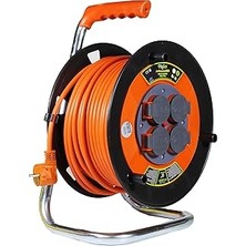 Mey İthalat Bylion 50 Metre 3x1.5 mm Seyyar Makaralı Uzatma Kablosu Kapaklı Termal Sigortalı Cca Kablo