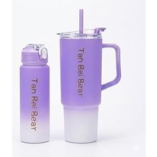 Mey İthalat 2’li Matara ve Pipetli Mug Bardak Seti – 900 ml Spor Suluk + 1500 ml Pipetli Termal Mug Bardak, Günlük Kullanım Için Içecek Seti