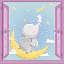 Mey İthalat Çocuk Odası Bebek Odası Pencere Poster Duvar Kağıdı Yıldız Toplama