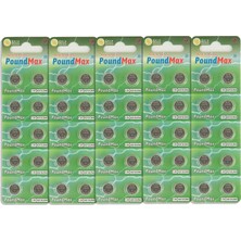 Mey İthalat 50 x Poundmax AG13 LR44 1,5 V Poundmax Alkalin Düğme Pil