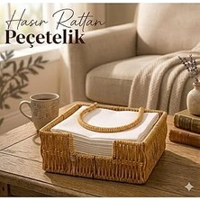 Mey İthalat Duffa Boho Rattan Peçetelik - Rüzgarlık Kollu Yatay Peçete Kutusu, Bahçe, Balkon ve Mutfak Için Uçmayı Önleyen Peçete Tutucu, Bohem Masaüstü Düzenleyici Sepet