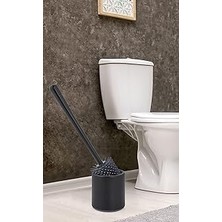 Mey İthalat Ata Home Silikon Wc Tuvalet Banyo Fırçası Klozet Fırçası Siyah Oval