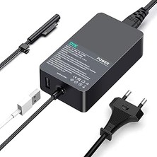 Mey İthalat Dtk® Şarj Cihazı 15 V 2,58 A 38,7 W Notebook Laptop Şarj Kablosu Ac Güç Kaynağı Microsoft Surface Pro 3 Pro 4 Pro 5 Pro 6 Pro 2017 Için Şarj Cihazı Güç Kaynağı Pil Güç Kaynağı