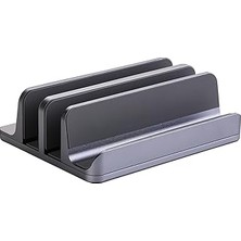 Mey İthalat Mcstorey Laptop Standı Dikey Metal Stand MacBook ile Uyumlu Ergonomik Notebook Bilgisayar Tutucu Masaüstü Düzenleyici Alüminyum Gri