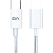 Mey İthalat Pdateknoloji 60W Type-C To Type-C Hızlı Şarj ve Data Kablosu 1m Beyaz AZ-B06AB