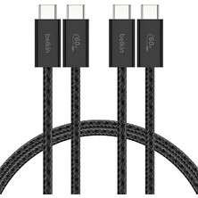 Mey İthalat Belkin 2'li Örgülü Usb-C - Usb-C Kablo, 1,5 M, 60 W – Yumuşak, Esnek ve Hızlı Şarj Kablosu, iPhone 17 ve 16 Serisi, Galaxy S25, Pixel 10, iPad Pro ve Daha Fazlasıyla Uyumlu, Siyah
