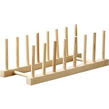 Mey İthalat Promosyonca Ahşap Tabaklık, Doğal Ahşap Mutfak Organizeri, 28X13X10 Cm, 6 Bölmeli Tabak Tutucu