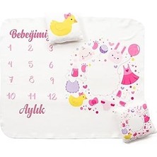 Mey İthalat Hediyesepeti Yeni Doğan Kız Bebek Doğum Hediyesi Aylık Konsept Fotoğraf Battaniyesi