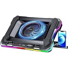 Mey İthalat Juo Yeti 2200RPM Rgb Işıklı LED Display Gaming Laptop Notebook Soğutucu Stand