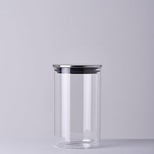 Mey İthalat Linens Basic Cam-Metal Kapak 10X10X17 cm Kavanoz