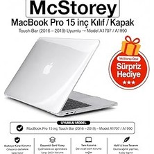 Mey İthalat Mcstorey MacBook Pro 15 Kristal Şeffaf Kılıf A1707 A1990 Uyumlu Parlak Sert Tpu Kılıf Ince Hafif Koruyucu Kapak 2016-2019 Şeffaf