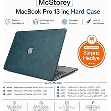 Mey İthalat Mcstorey MacBook Pro 13 Deri Desenli Kılıf A1706 A1708 A1989 A2159 Uyumlu Ince Hafif Sert Kılıf Koruyucu Kapak 2016-2019 Lacivert