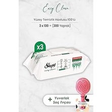 Mey İthalat Sleepy Easy Clean Yüzey Temizlik Havlusu 100' Lü x 3 Adet ve Saç Fırçası Yuvarlak Pembe