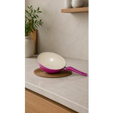 Bonera Wok Tava 24 cm Fuşya - Sebze, Et, Tavuk, Sote ve Noodle Yemekleri İçin