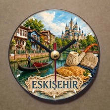 Bsb Eskişehir Temalı Magnet Saat Buzdolabı Saati Duvar Saati 10,5cm MS1125