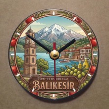 Bsb Balıkesir Temalı Magnet Saat Buzdolabı Saati Duvar Saati 10,5cm MS1110